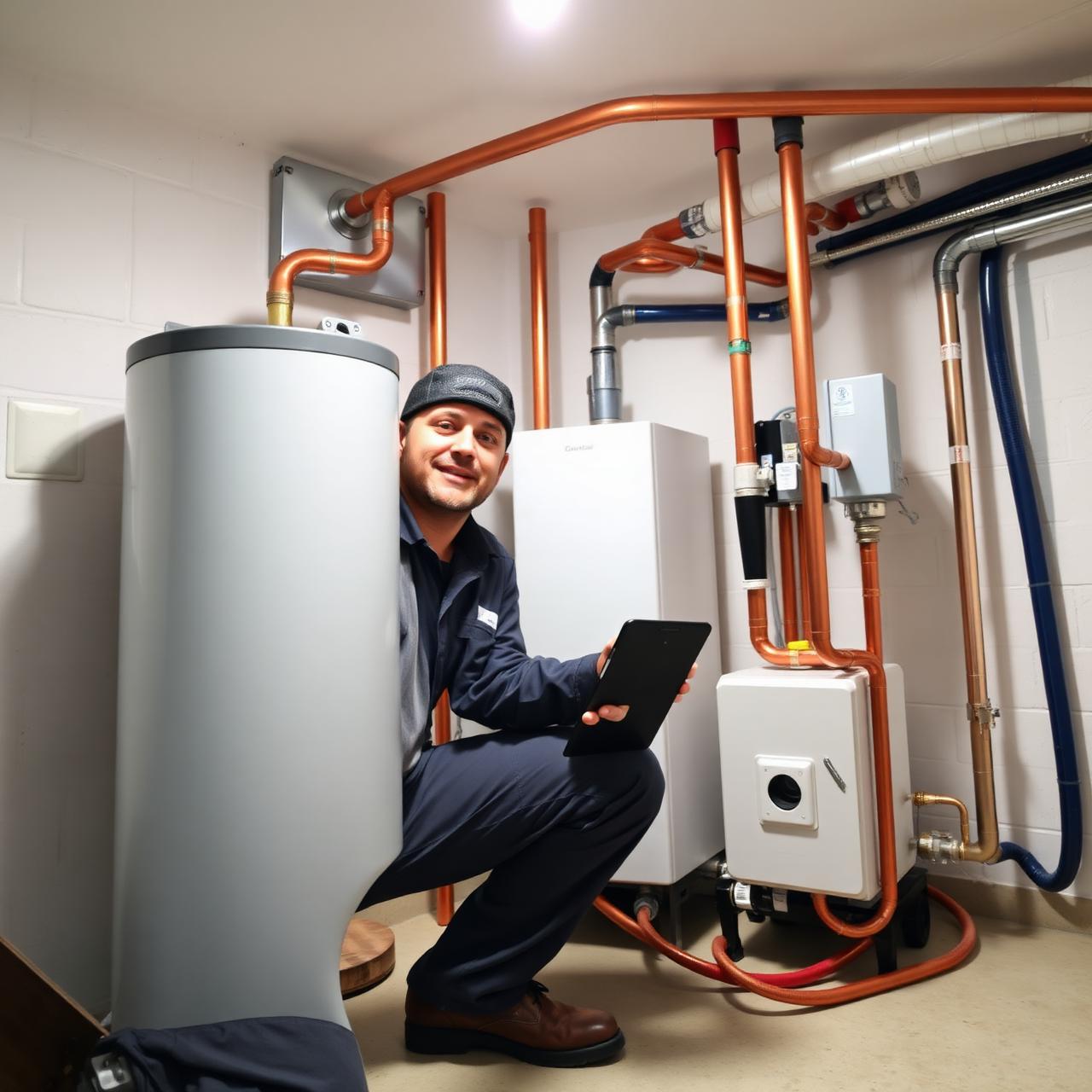 O&L Home Improvement licensed plumber working on a modern gas boiler